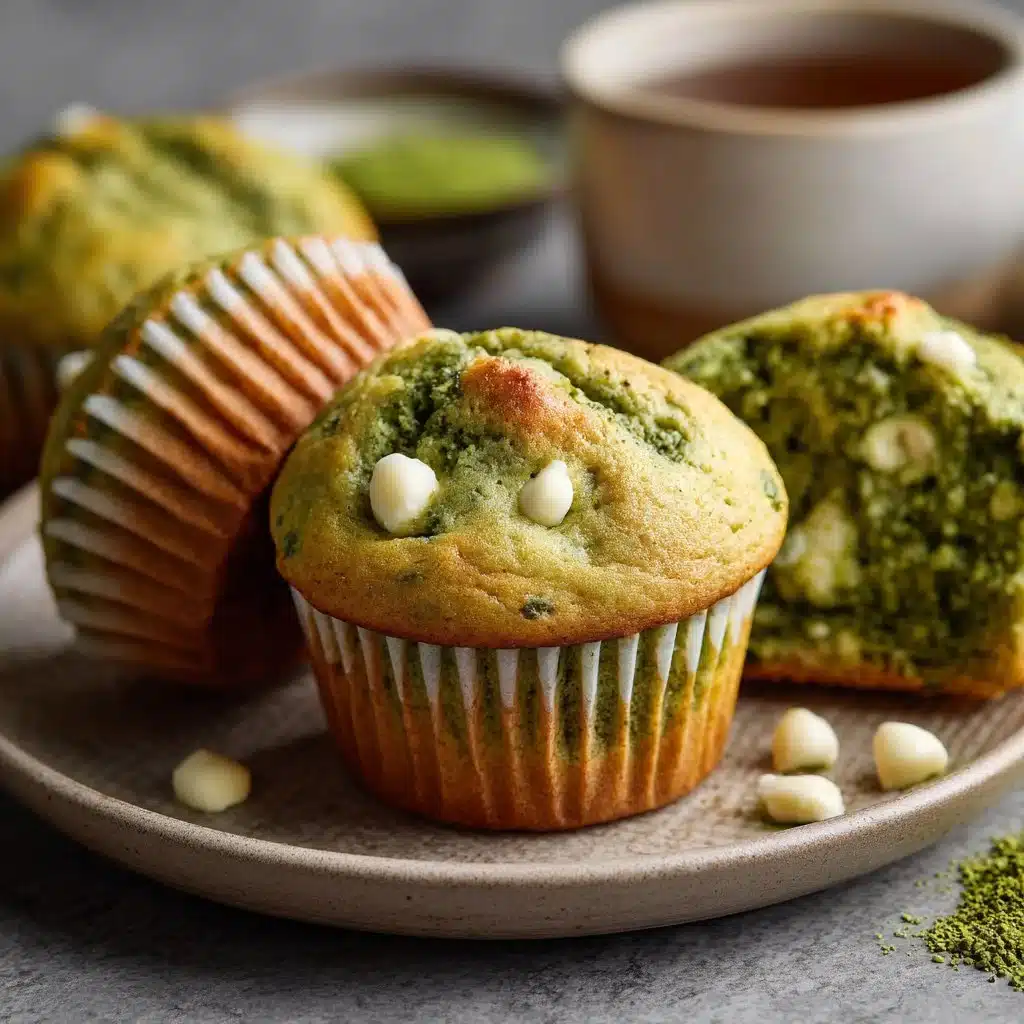 Fluffy Matcha White Chocolate Muffins 3 Fluffy matcha white chocolate muffins fresh out of the oven