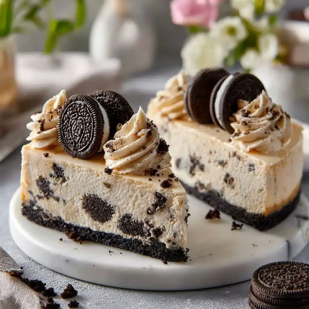 No-Bake Oreo Cheesecake 3 Delicious no-bake Oreo cheesecake topped with Oreo cookie crumbs