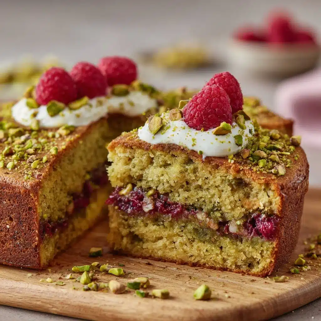 Delightful Pistachio and Raspberry Cake: A Sweet Adventure 3 Slice of Pistachio Raspberry Cake with vibrant raspberry frosting and pistachio garnish