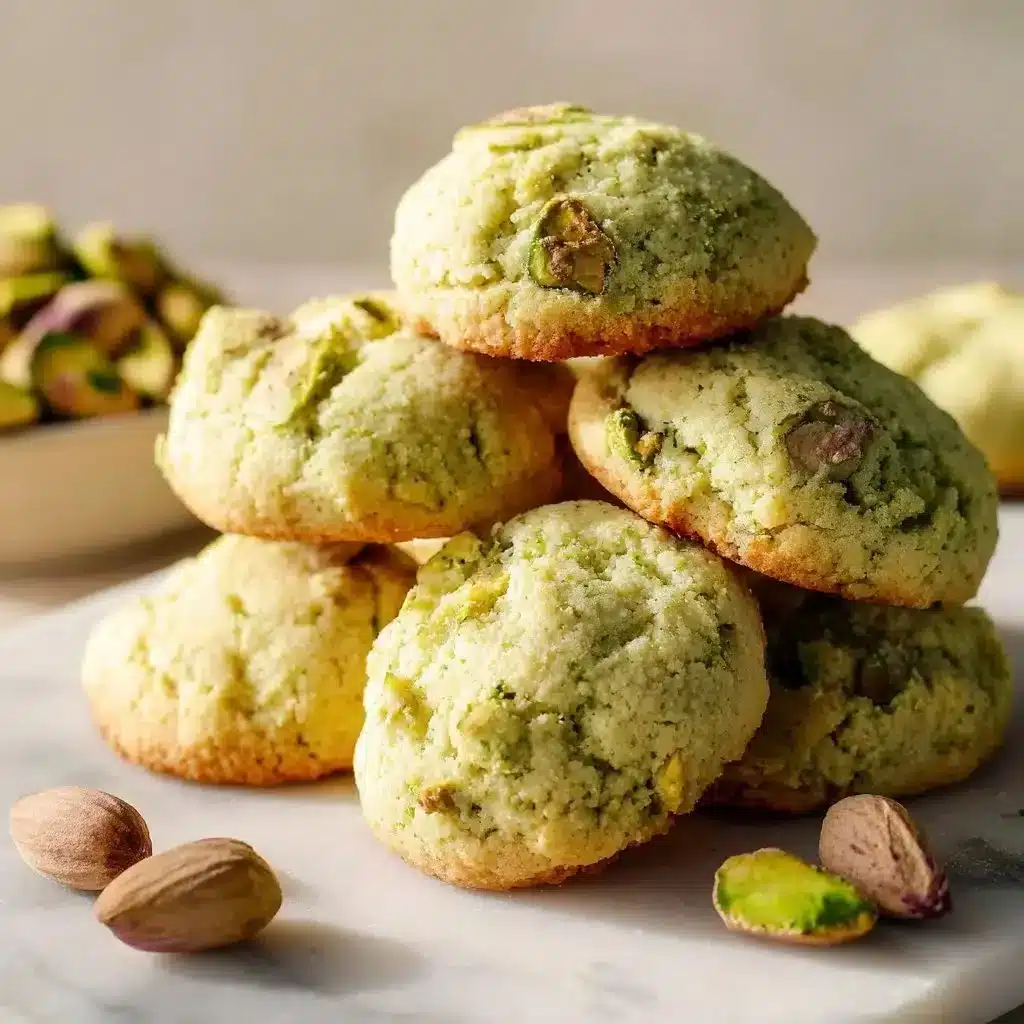 Irresistible Pistachio Pudding Cookies 2 Delicious pistachio pudding cookies on a wooden table