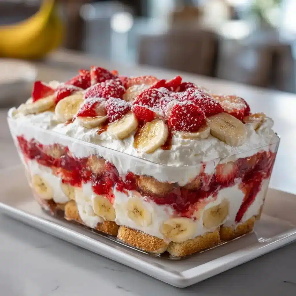 Creamy Strawberry Banana Pudding Dream 2 Delicious Strawberry Banana Pudding topped with fresh strawberries and bananas