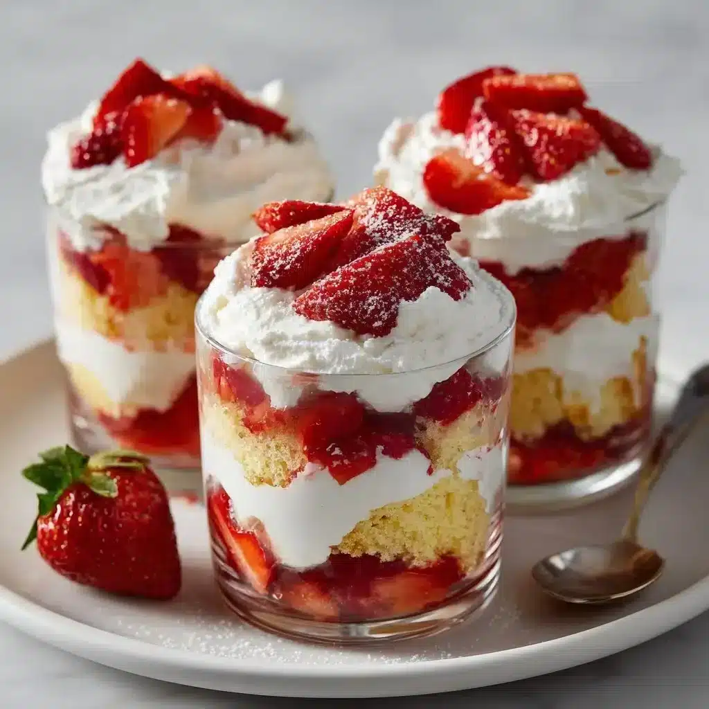 Delicious Strawberry Shortcake Trifles layered with fresh strawberries and cream
