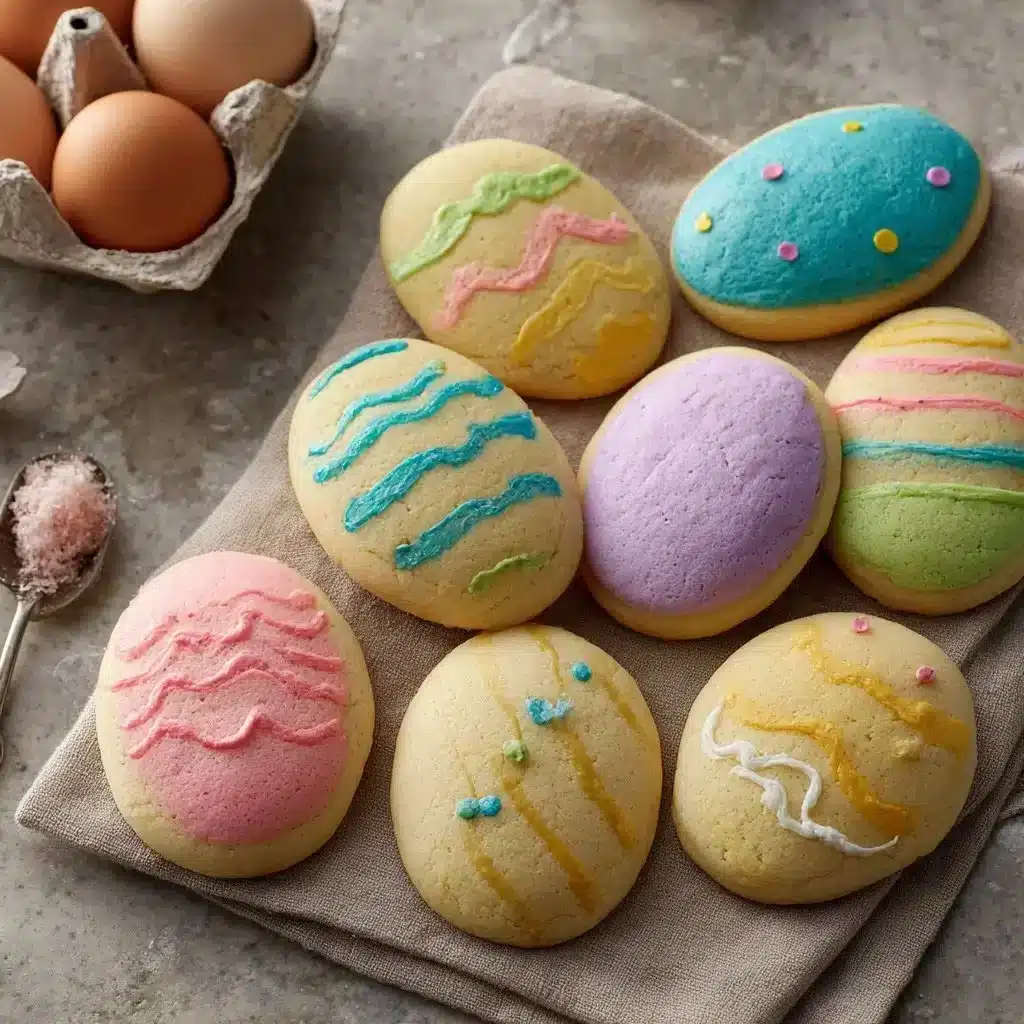 Delightful Holidy Egg Sugar Cookies: A Sweet Spring Treat 3 Colorful Easter Egg Sugar Cookies decorated for the holiday season