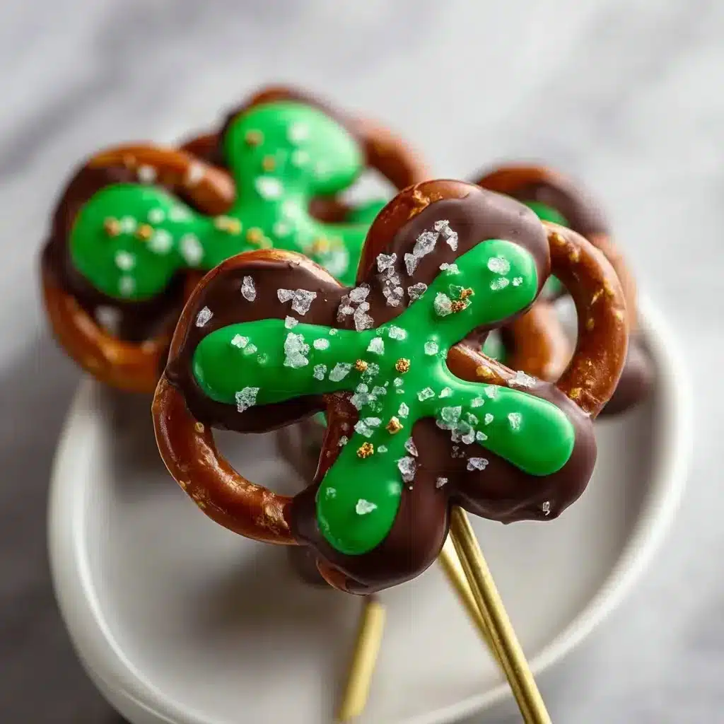 Easy Shamrock Pretzel Bites 3 Easy Shamrock Pretzel Bites decorated for St. Patrick's Day