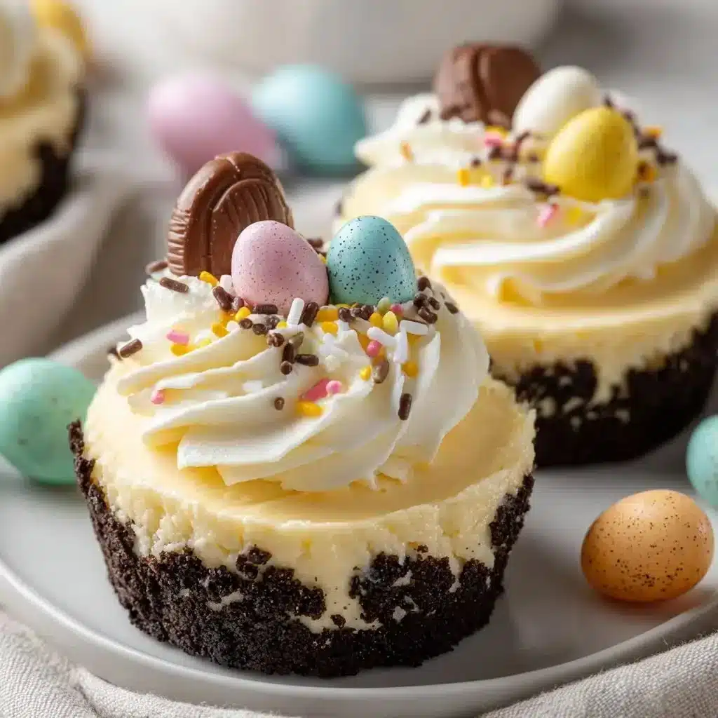 No-Bake Holiday Cheesecakes 3 Delicious no-bake holiday cheesecakes topped with festive decorations.