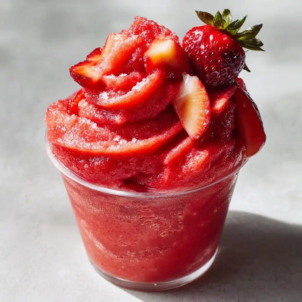 Delicious Strawberry Dole Whip served in a cup with a cherry on top