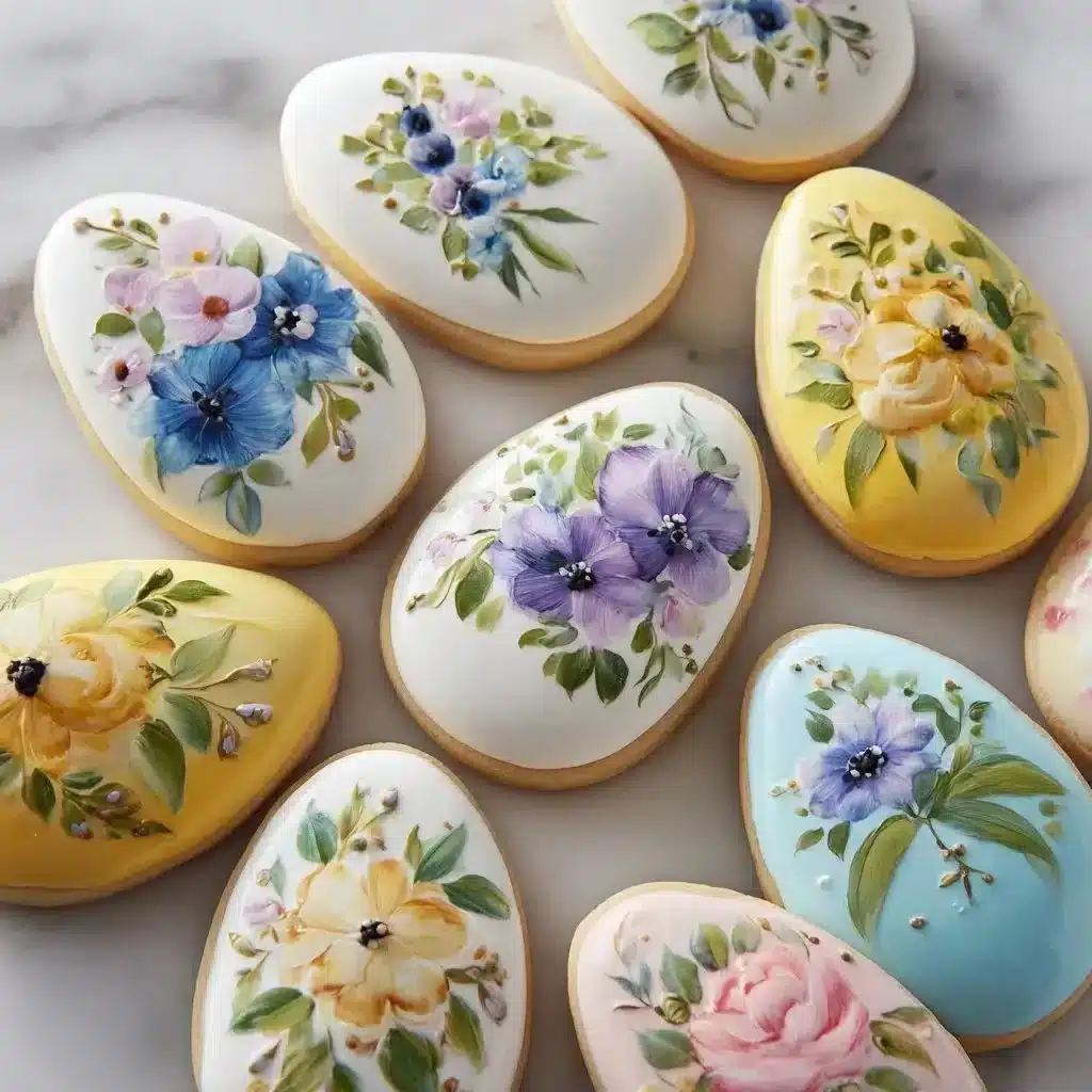 Watercolor Floral Holiday Egg Cookies 3 Beautiful watercolor floral Easter egg cookies decorated for a festive celebration