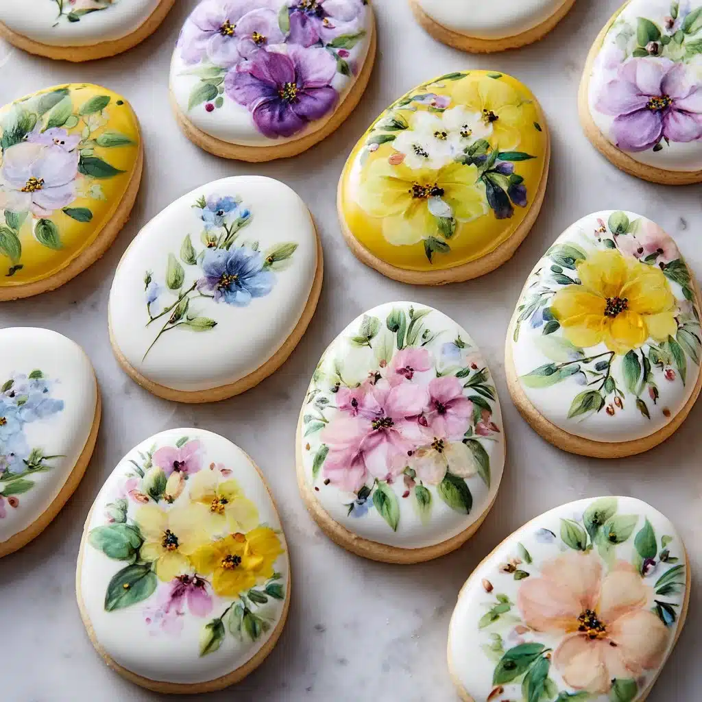 Watercolor Floral Holiday Egg Cookies 4 Watercolor Floral Easter Egg Cookies