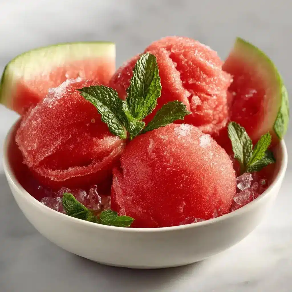 2-Ingredient Watermelon Sorbet 2 Delicious 2-ingredient watermelon sorbet in a bowl