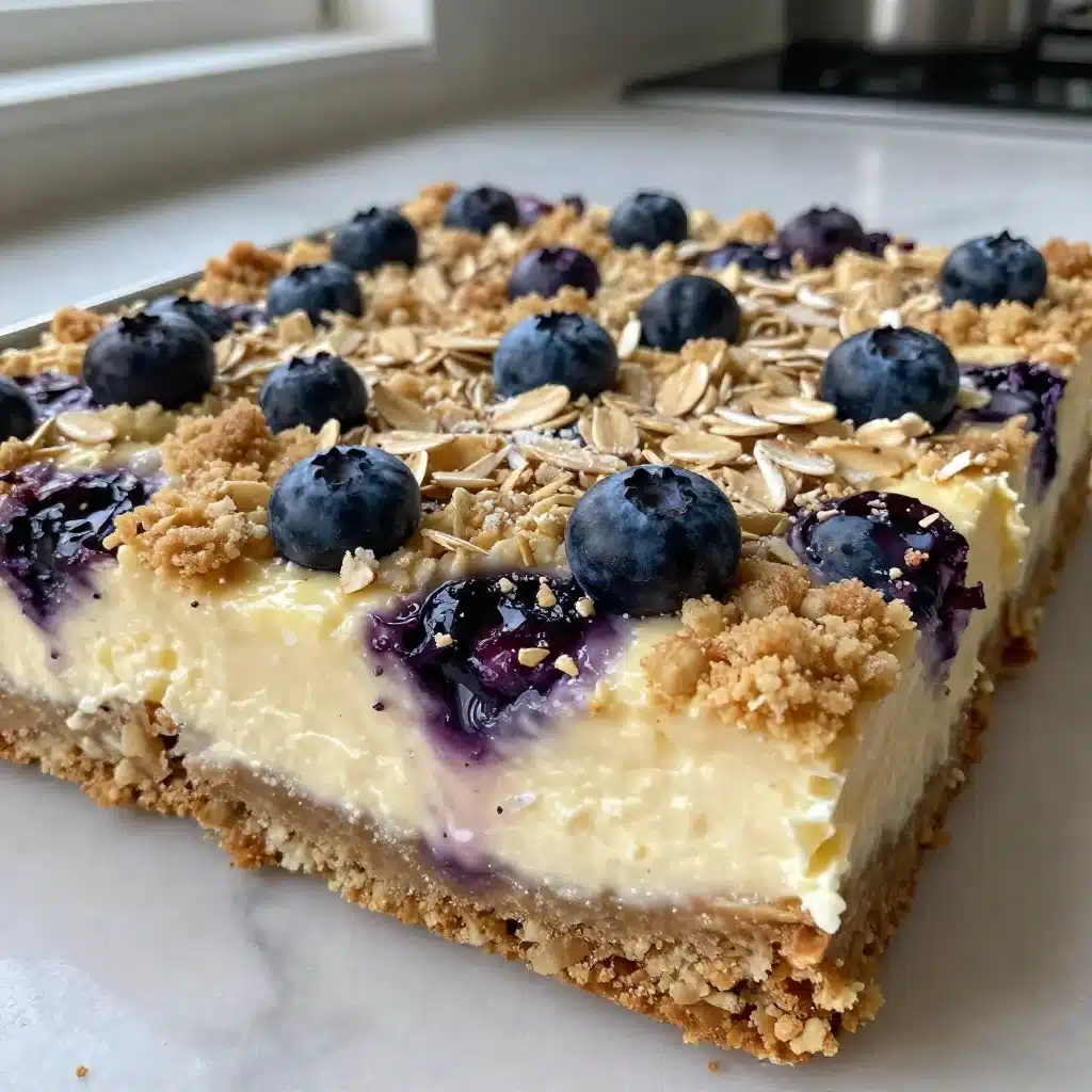 Blueberry Crumble Cheesecake Bars