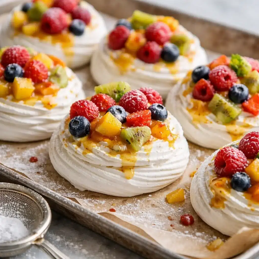 Delightful Mini Pavlovas with Fresh Fruit and Cream 4 Delightful Mini Pavlovas with Fresh Fruit and Cream