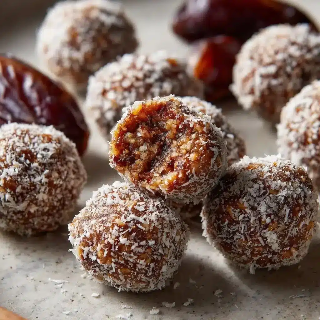Delightful Old-Fashioned Date Balls 2 Old-fashioned date balls made with nuts and coconut