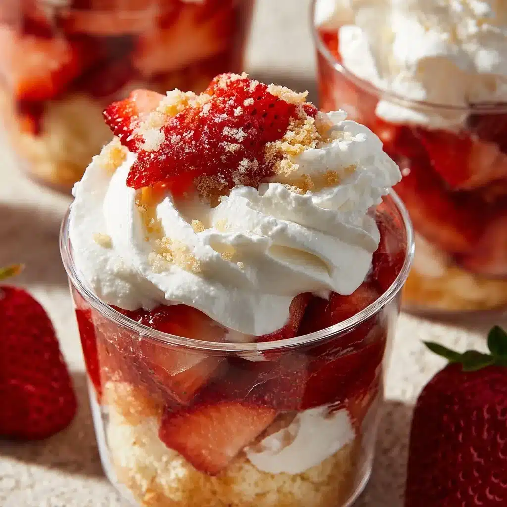 Delightful Quick Strawberry Shortcake Cups 3 Delightful quick strawberry shortcake cups topped with fresh strawberries