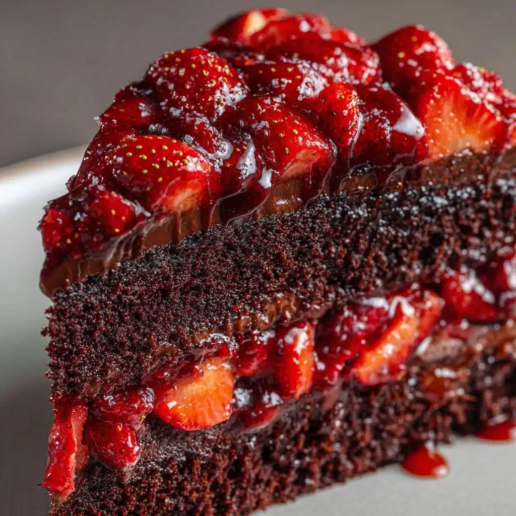 Chocolate Strawberry Cake 3 Delicious Chocolate Strawberry Cake with fresh strawberries and chocolate frosting.