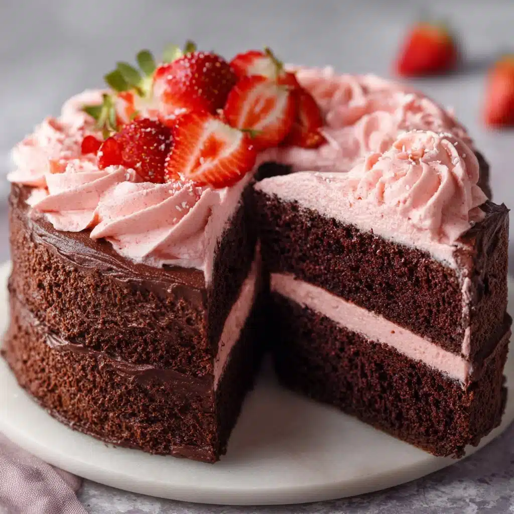 Gluten-Free Chocolate Cake with Strawberry Buttercream 3 Dairy and gluten-free chocolate cake with strawberry buttercream frosting