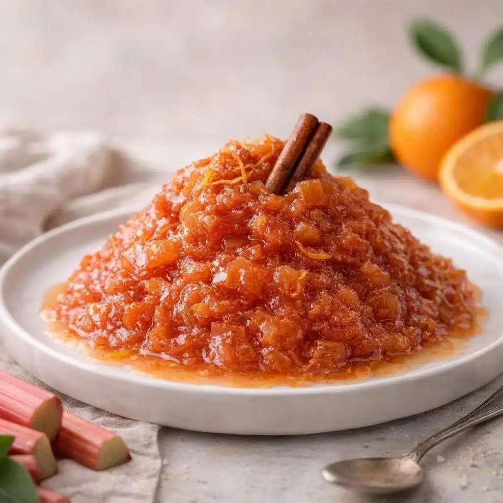 Delightful Rhubarb Jam with Orange Juice 3 Homemade rhubarb jam with orange juice in a jar