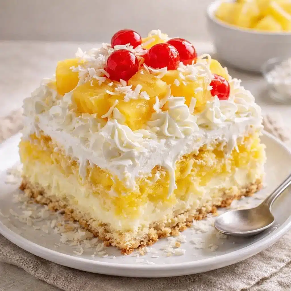 Delightful Hawaiian Poke Cake 3 Hawaiian Poke Cake topped with coconut and pineapple for a tropical treat.