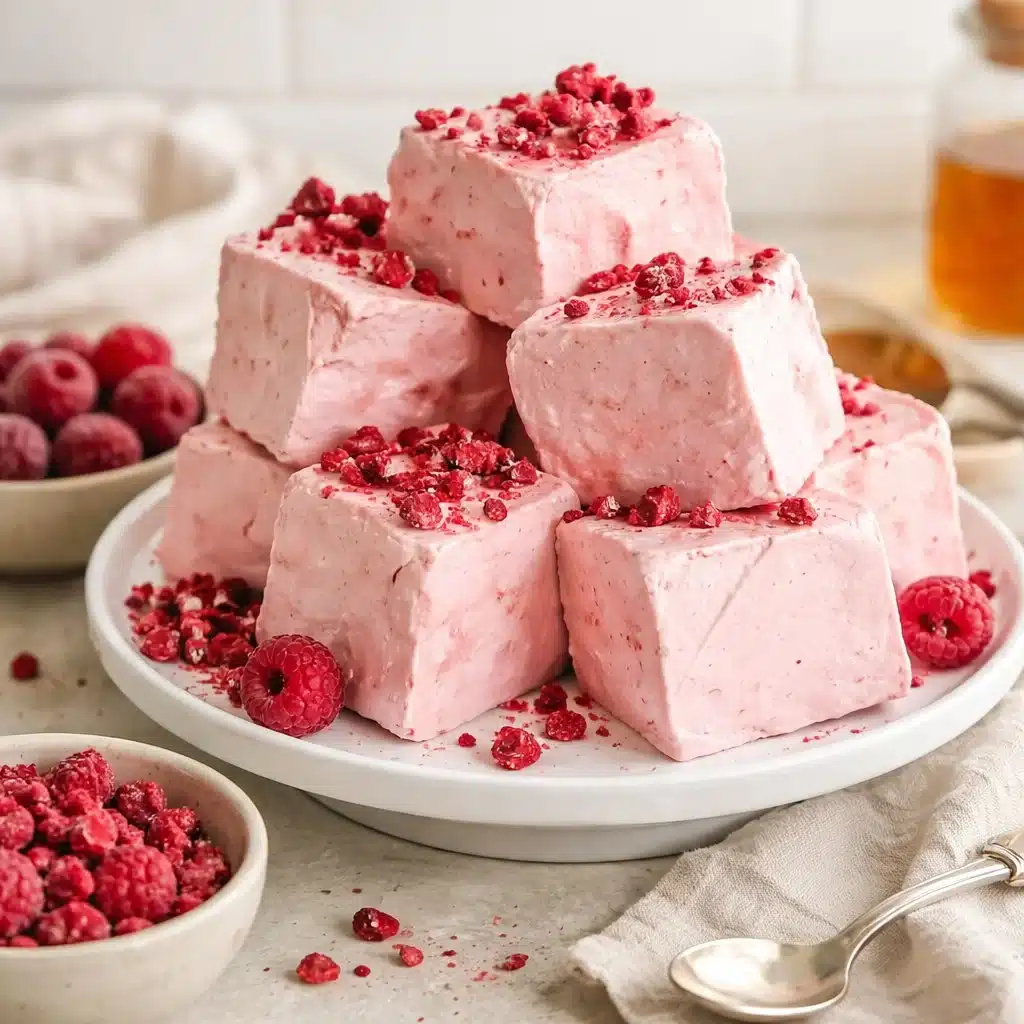 Healthy raspberry marshmallows made from natural ingredients
