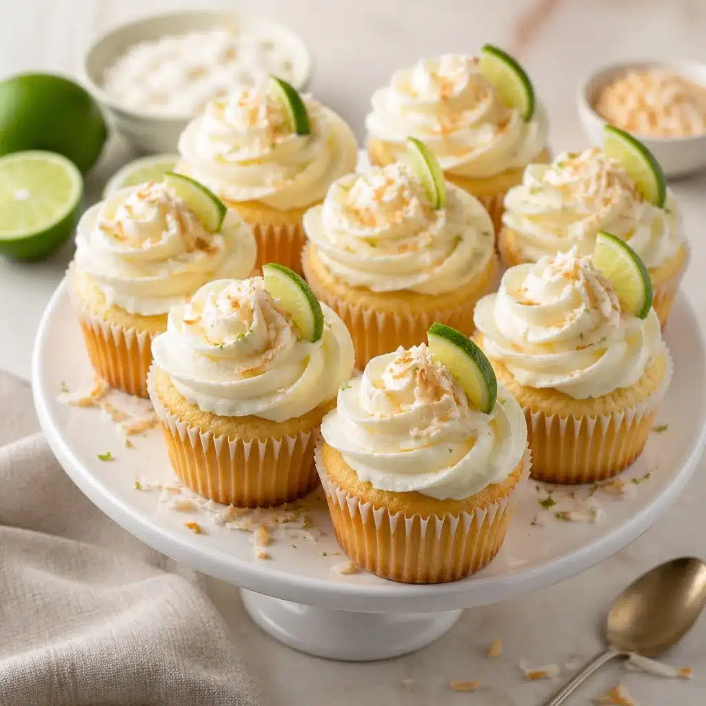 Irresistible coconut lime cupcakes with frosting and lime zest on top