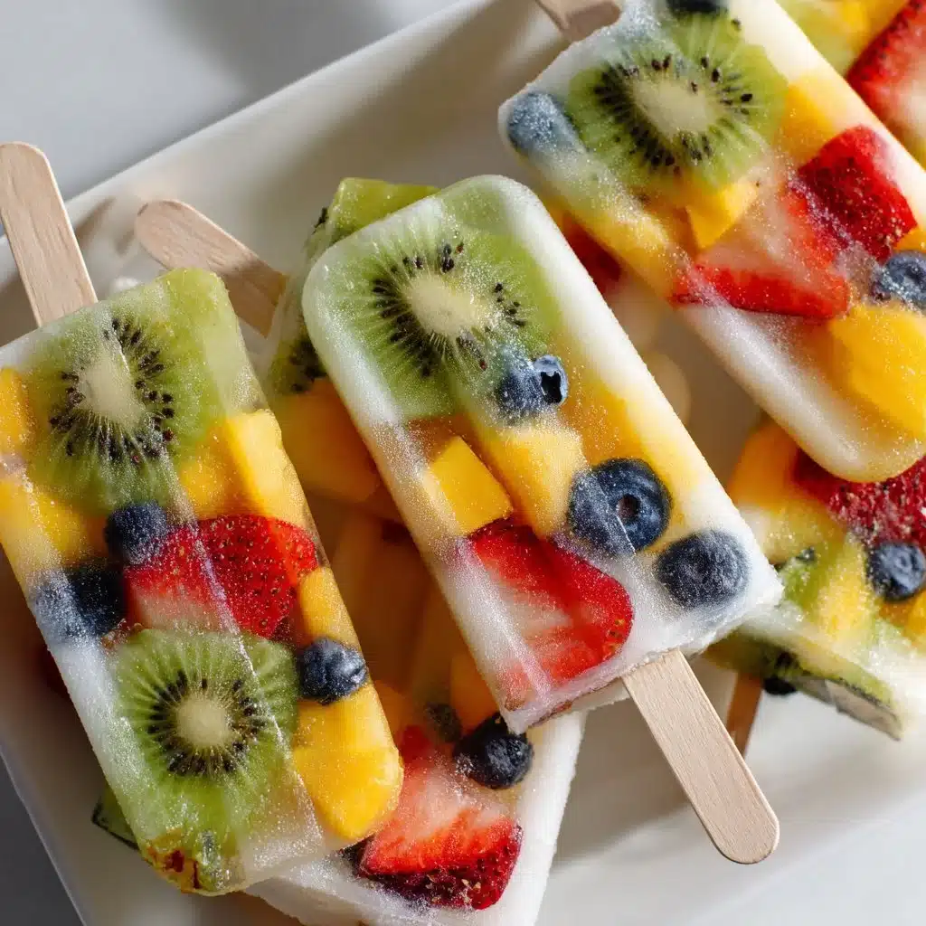 Refreshing coconut water popsicles ready to enjoy on a summer day.