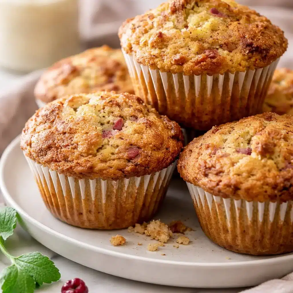 Wholesome Sourdough Discard Rhubarb Muffins 3 Delicious sourdough discard rhubarb muffins fresh from the oven