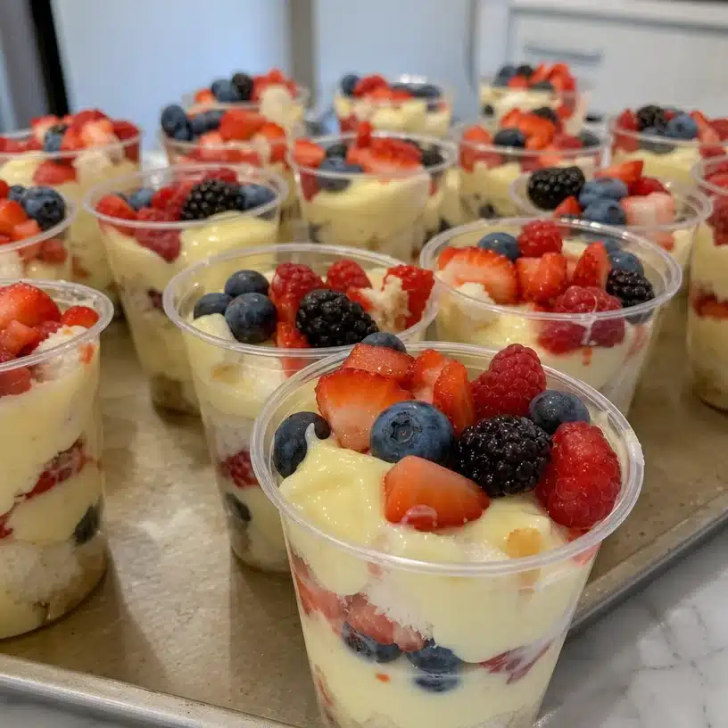 Delightful Red, White, and Blueberry Mini Trifles