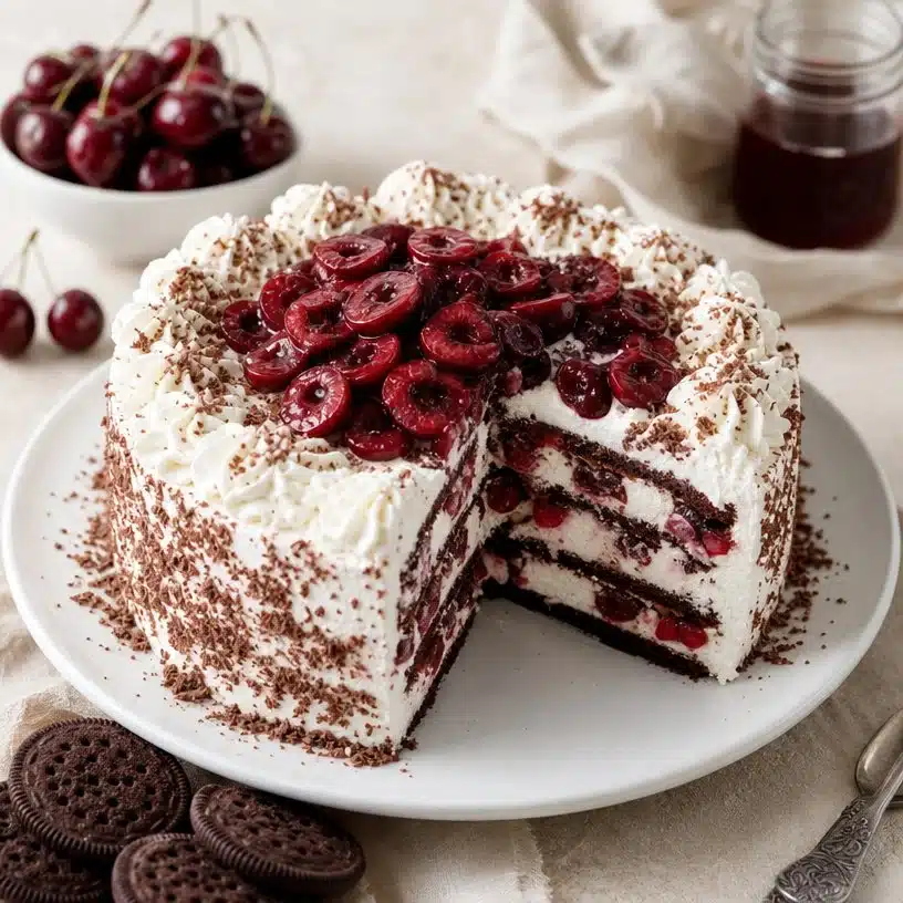 Delightfully Decadent Gluten-Free Cherry Icebox Cake 3 Gluten-free cherry icebox cake with fresh cherries and creamy layers