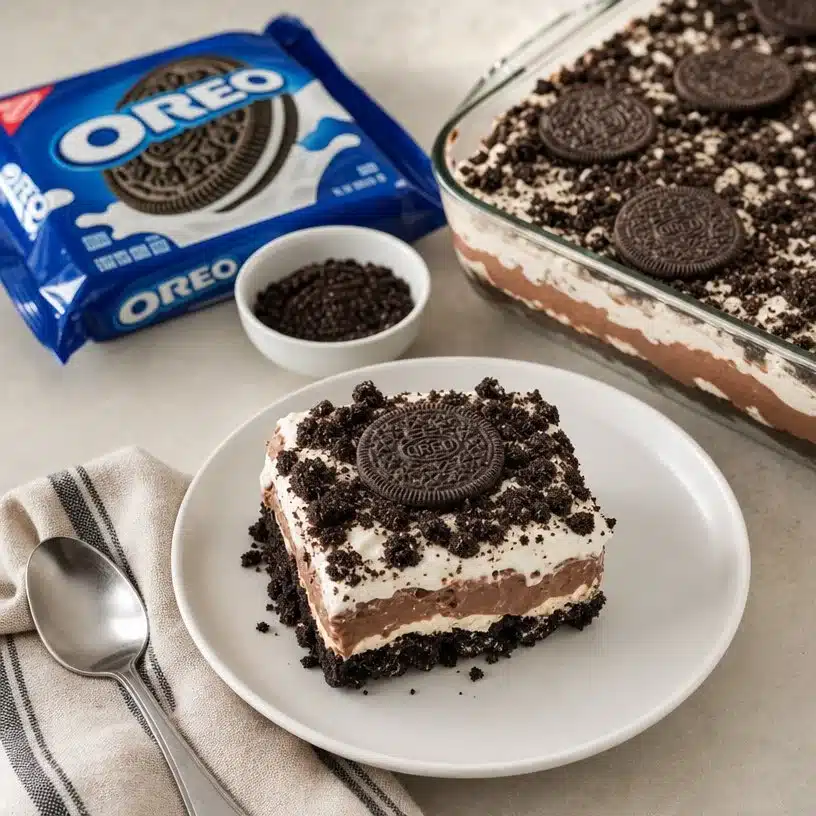 Heavenly Oreo Dirt Cake 3 Heavenly Oreo Dirt Cake with chocolate and Oreo layers
