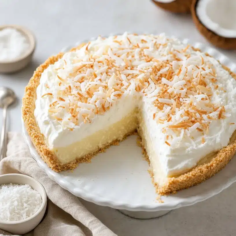 Irresistible Gluten-Free Coconut Cream Pie 3 Irresistible gluten-free coconut cream pie topped with whipped cream and coconut flakes