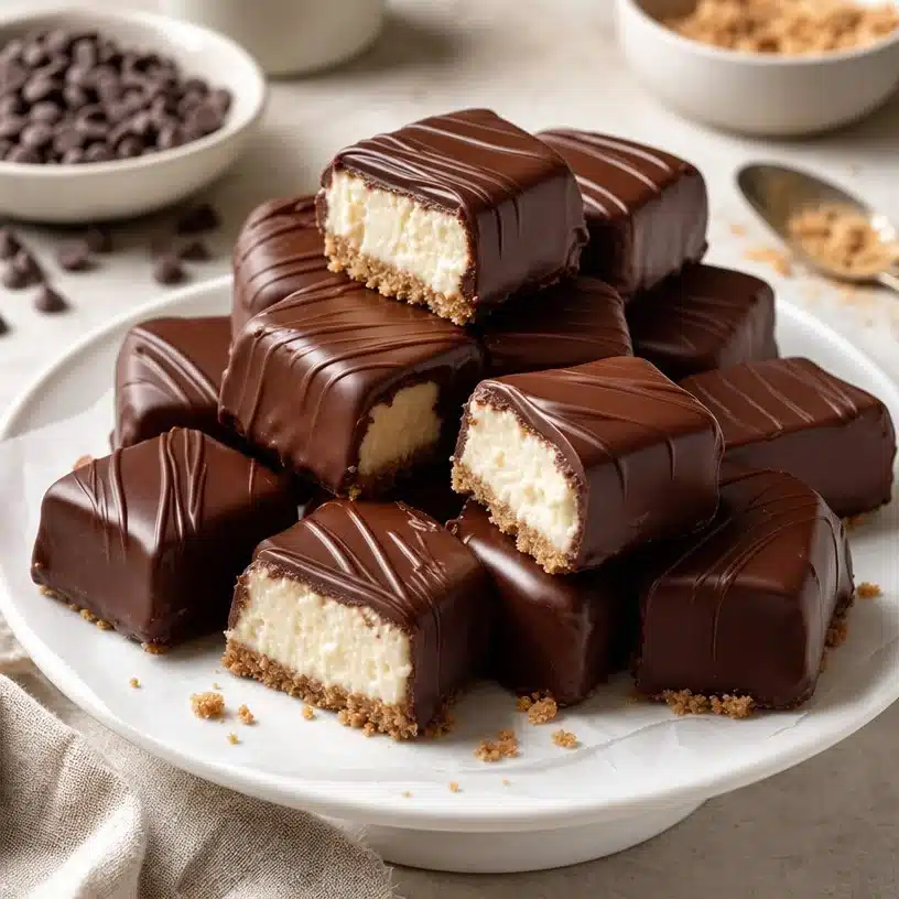 Irresistible No Bake Cheesecake Bites 3 Delicious no bake cheesecake bites served on a plate