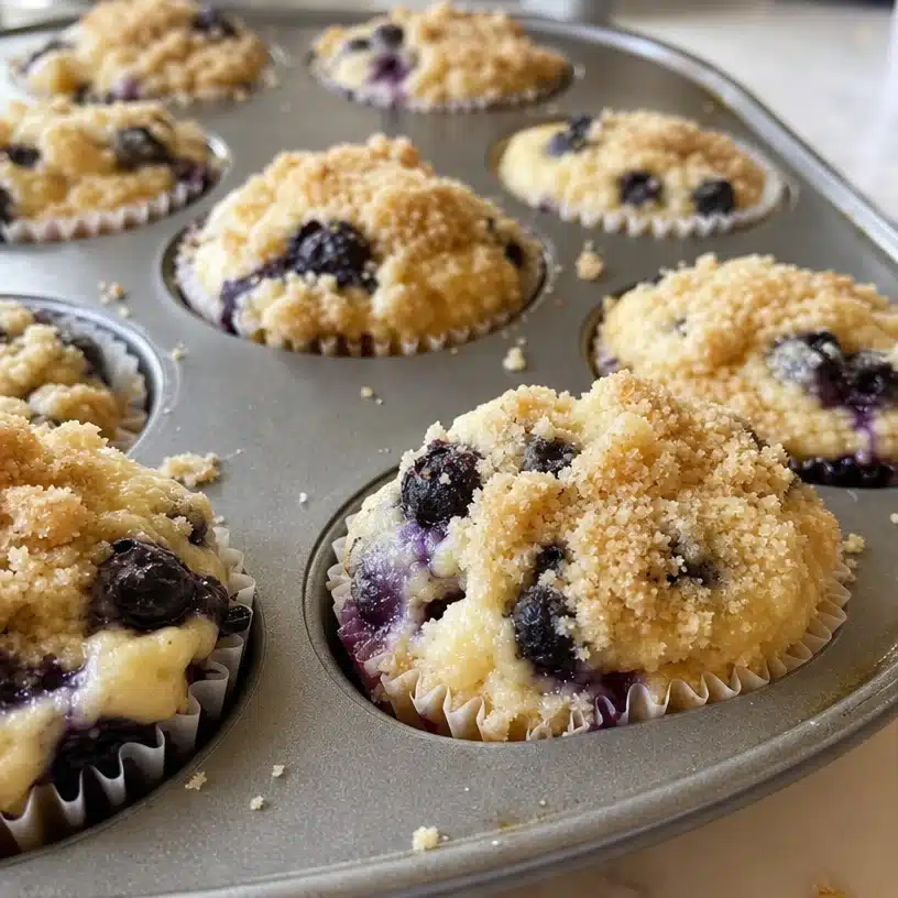 Lemon Blueberry Muffins with Buttery Crumb Topping 4 Lemon Blueberry Muffins with Buttery Crumb Topping