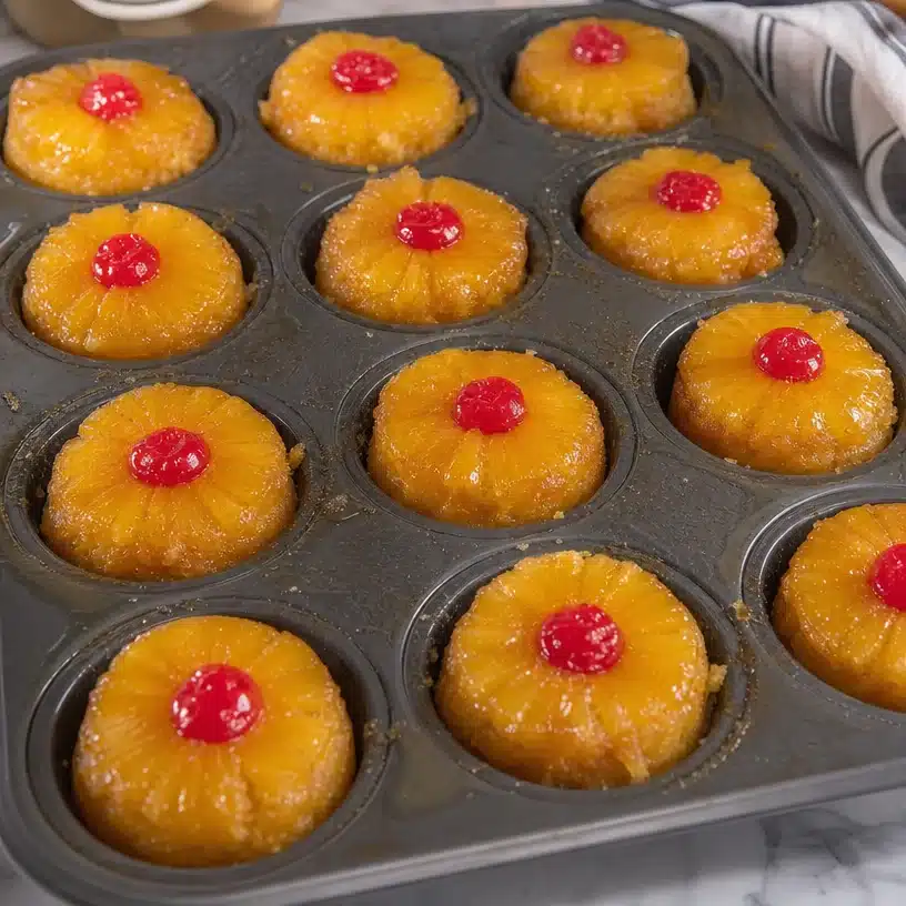 Mini Pineapple Upside Down Cakes 4 Mini Pineapple Upside Down Cakes