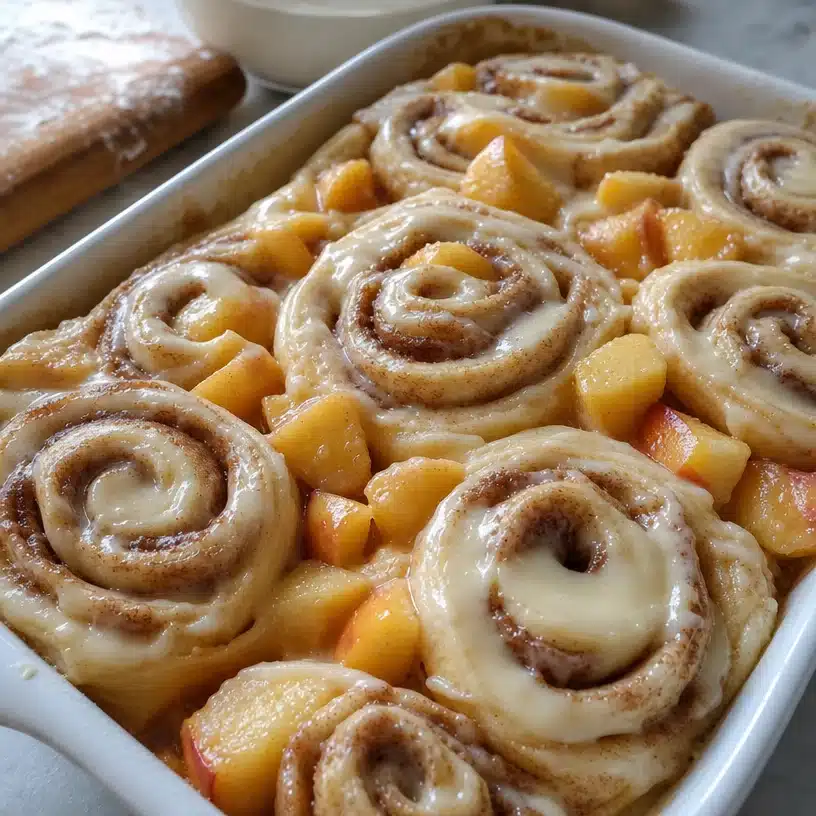 Sweet Peach Cobbler Cinnamon Rolls