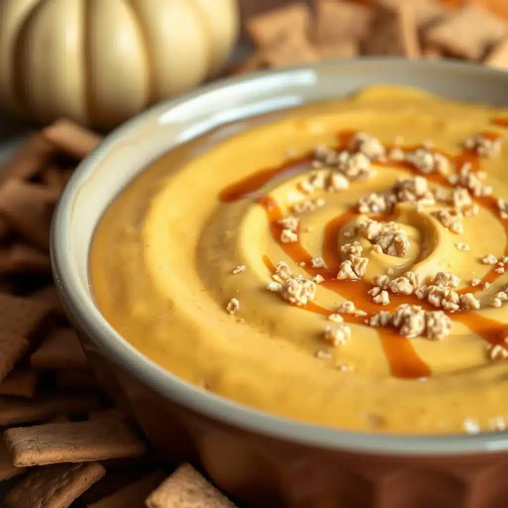Wholesome Creamy Pumpkin Pie Dip: A Fall Favorite 3 Creamy pumpkin pie dip served in a bowl with autumn decorations