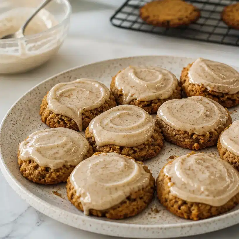 Vegan Pumpkin Cookies with Warm Cinnamon Frosting