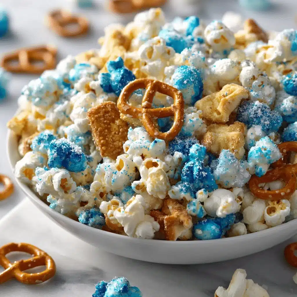 Cozy Winter Snack Mix 2 Cozy winter snack mix in a bowl with festive toppings for winter treats
