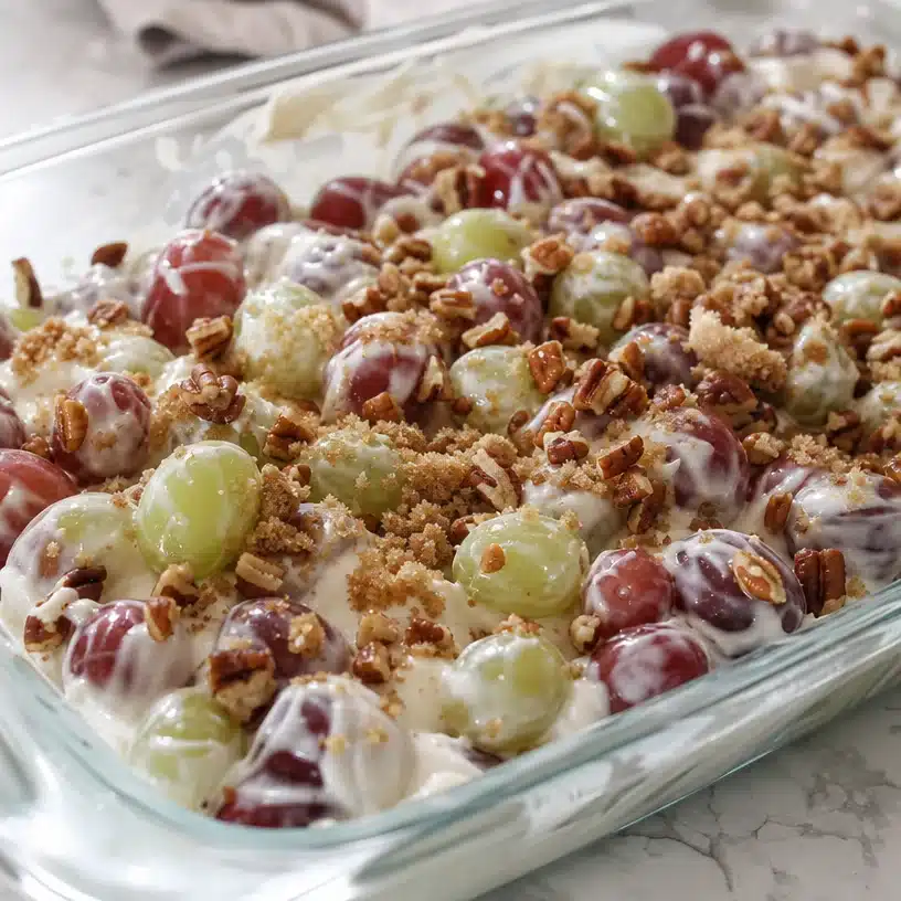 Crisp Grape Salad with a Rich Brown Sugar Glaze 4 Refreshing Grape Salad with Brown Sugar Glaze