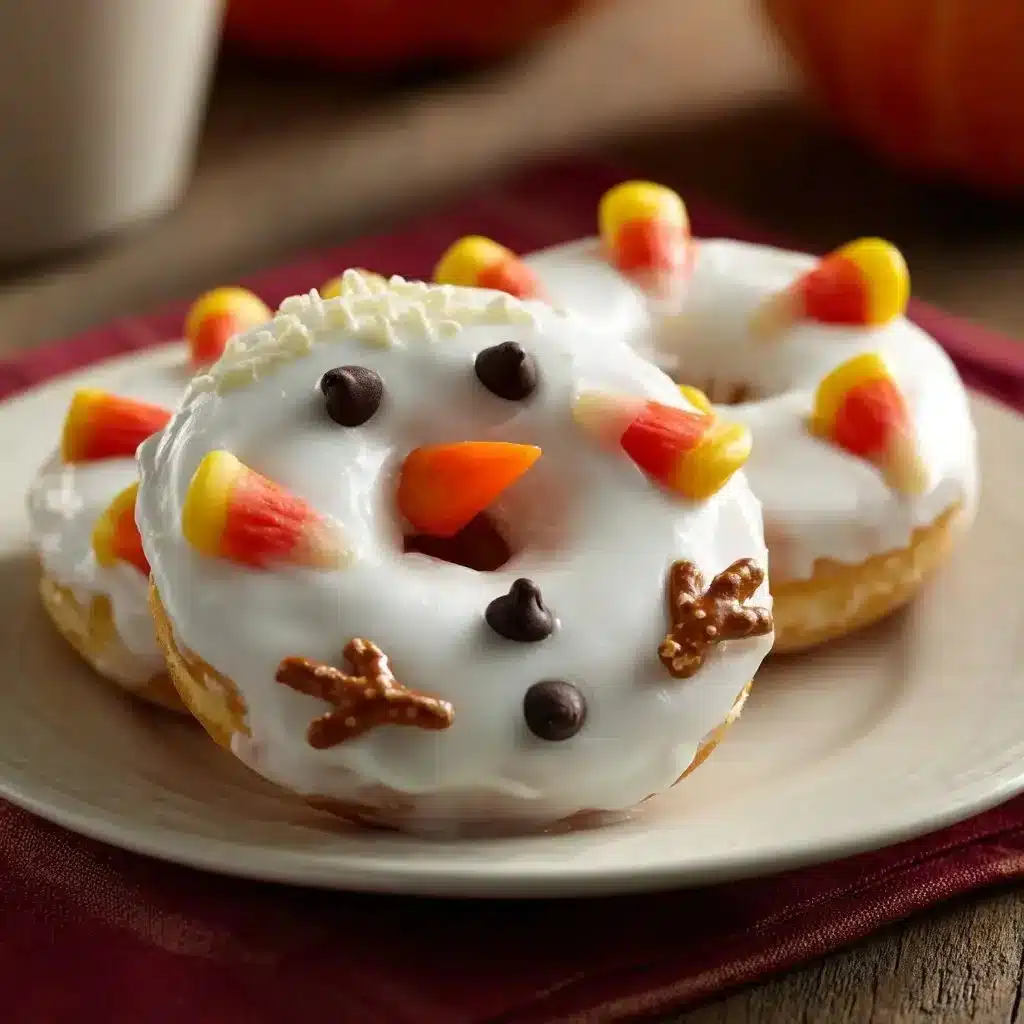 Adorable snowman donuts for a winter party dessert