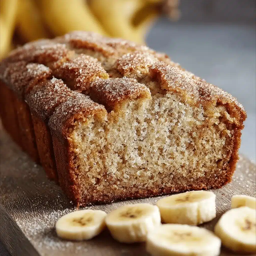 Moist banana bread with snickerdoodle twist and cinnamon-sugar swirl