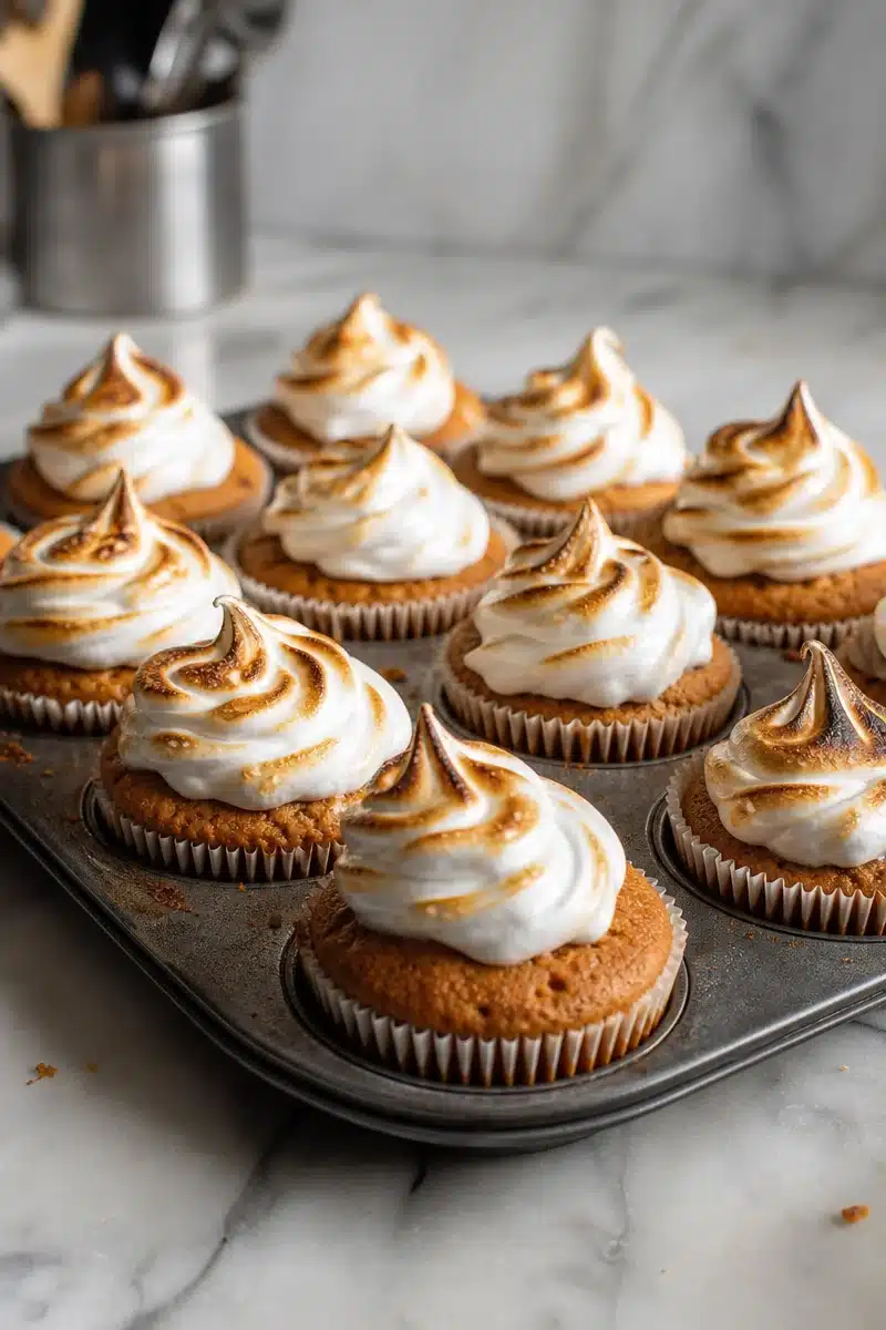 Spiced Sweet Potato Cupcakes with Toasted Ginger Meringue 4 Sweet Potato Cupcakes with Toasted Ginger Meringue: A Spiced, Fluffy Dessert