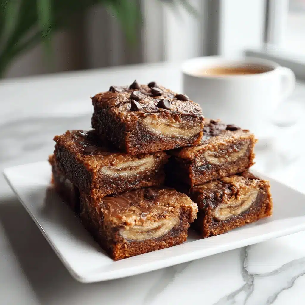 Delicious ultra-fudgy banana brownies on a plate, ready to enjoy.