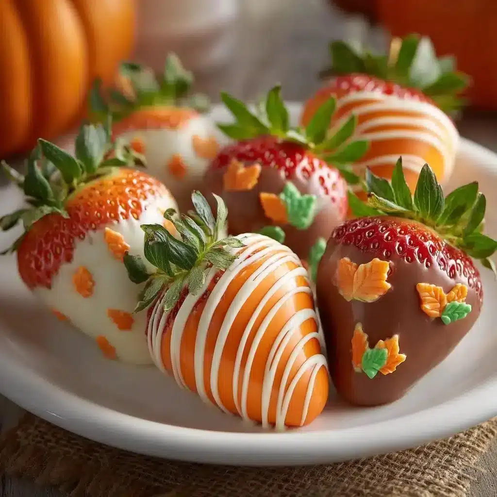 Whimsical pumpkin-spiced strawberries served as a festive fall treat.